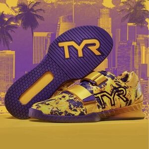 TYR‎ L-1 Lifter Men 12/Women 13.5 Training Powerlifting Shoes Yellow Purple NWOB